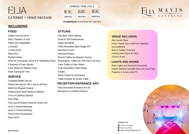 Venue + Catering Package